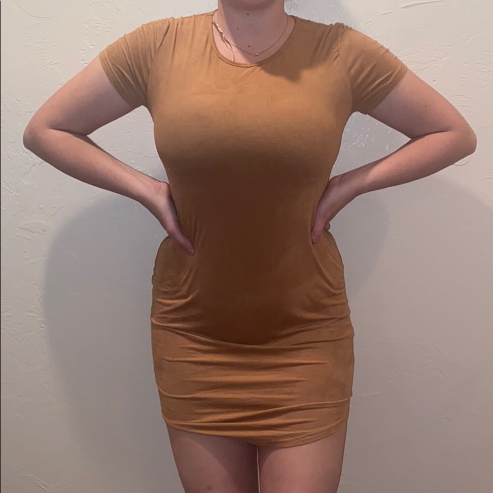 Suede T shirt dress